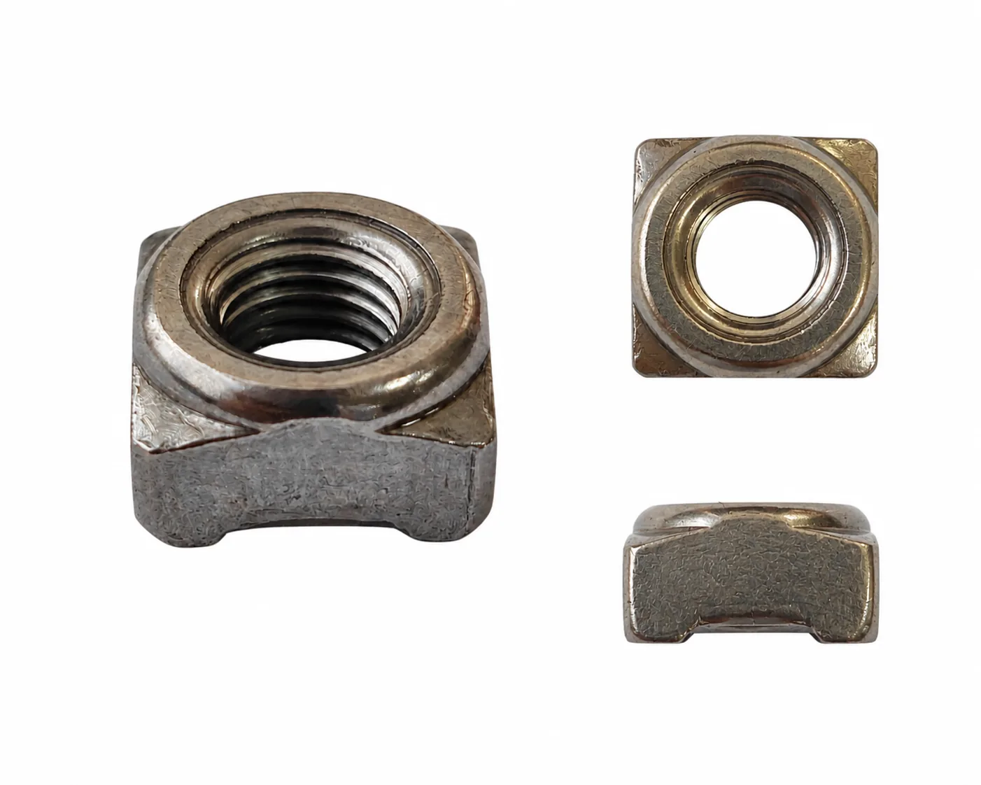 Type A weld nuts in multiple views